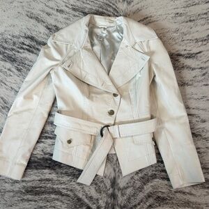 Cache White Leather Jacket  only worn few times .. x very soft leather
